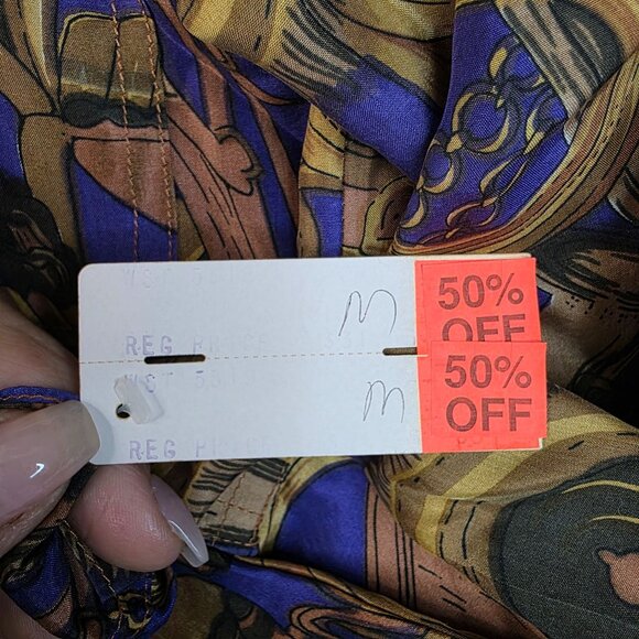 Whistles Silk Blouse Equestrian Medium Button-Up Vintage Deadstock 1980s Retro - Picture 10 of 10